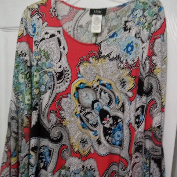 MSK Tops - Msk Tunic Red with print design Size Large